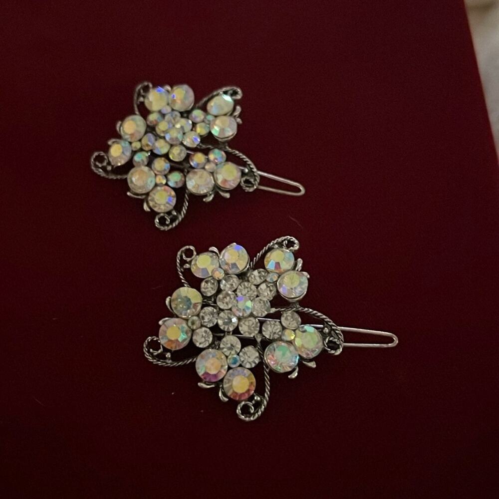 Silver Crystal Barrettes